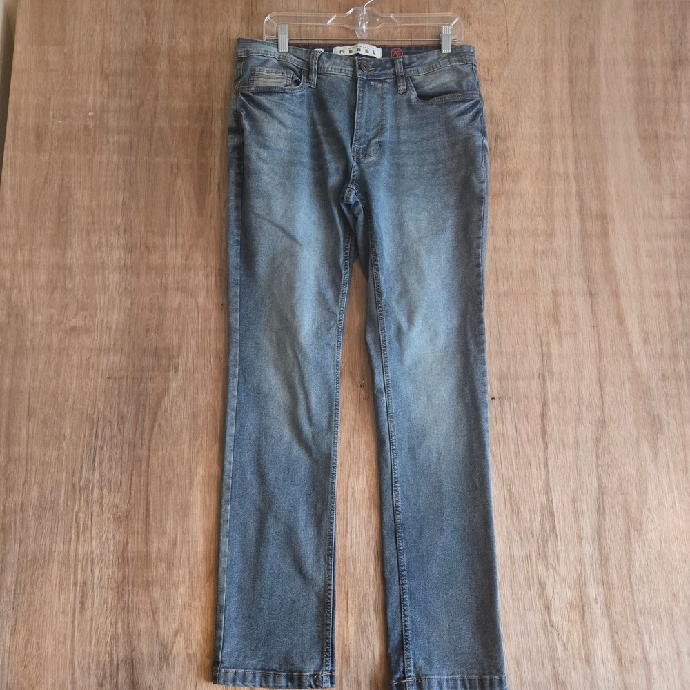 Artful Rebel Slim Straight Jeans Mens 32x32 Blue Washed Denim Pants Stretch